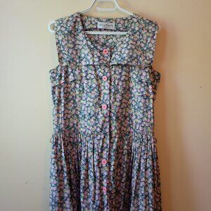 Vintage floral cotton midi dress